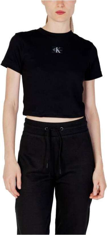 Calvin Klein Jeans Zwart T-shirt voor dames korte mouw herfst winter Black Dames