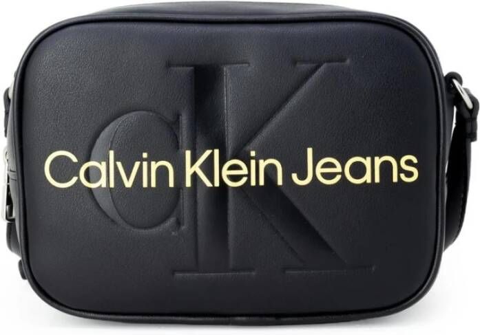 Calvin Klein Jeans Zwarte Bedrukte Rits Tas voor Vrouwen Zwart Dames