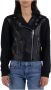 Calvin Klein Jeans Zwarte imitatieleren jas met capuchon en sweatshirtmouwen Zwart Dames - Thumbnail 1