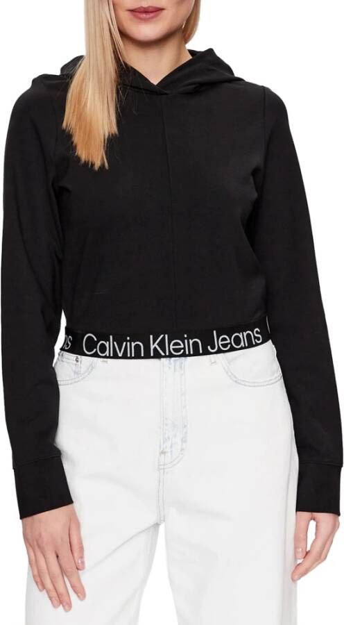 Calvin Klein Jeans Zwarte Logo Hoodie Truien Zwart Dames