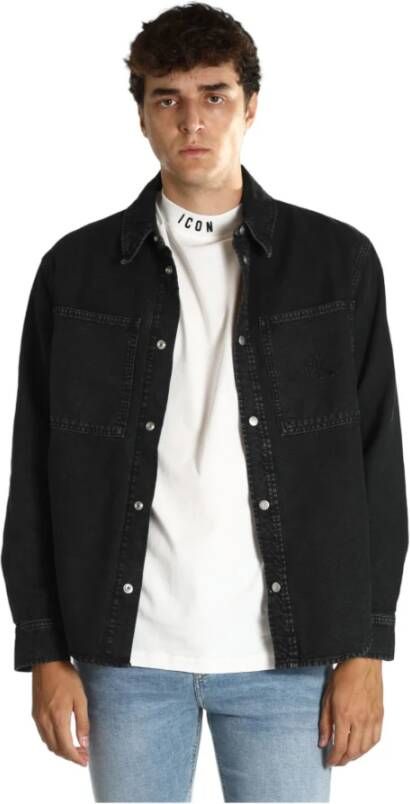 Calvin Klein Jeans Zwarte overhemd met knoopsluiting en lange mouwen Black Heren