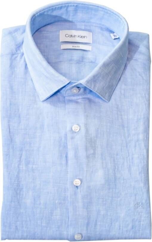 Calvin Klein Italiaanse Kraag Shirt Upgrade Hemels Design Blue Heren