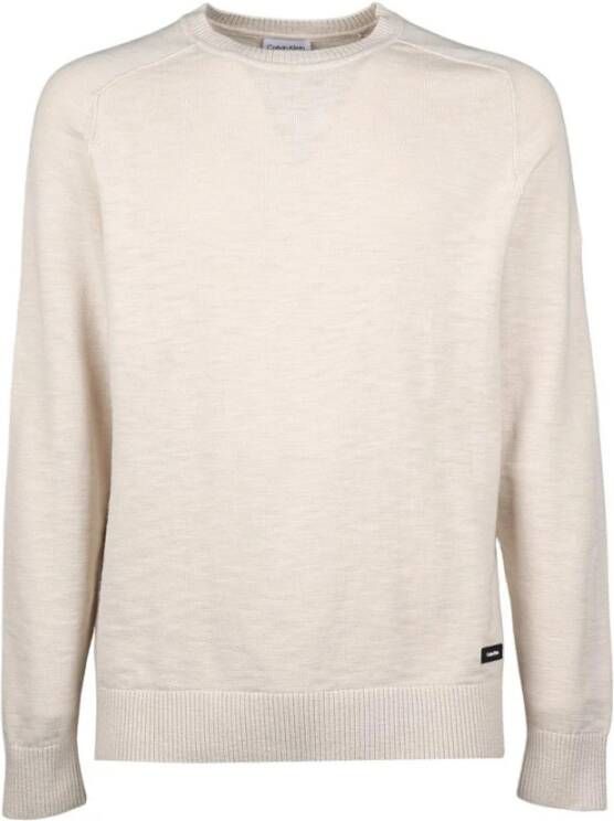 Calvin Klein Elegante en comfortabele witte slub-textuur trui met lange mouwen voor heren Beige Heren - Foto 5
