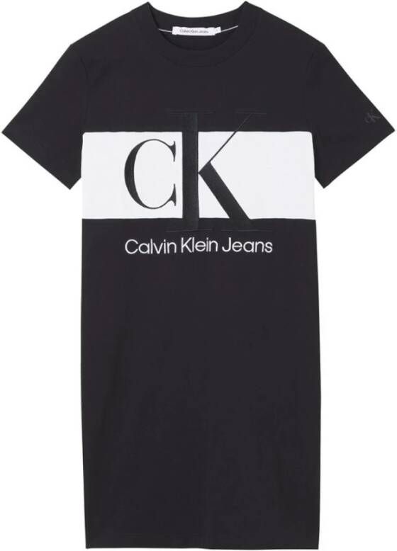 Calvin Klein Shirtjurk BLOCKING T SHIRT DRESS met jeans logo opschrift