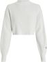 Calvin Klein Ontspannen ivoorkleurige geribbelde trui met hoge nek en geborduurde mouw White Dames - Thumbnail 1