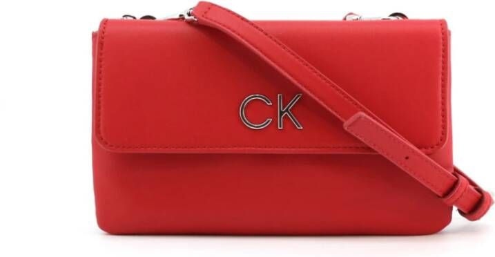 Calvin Klein Rode Polyester Handtas met Verstelbare Schouderband Rood Dames