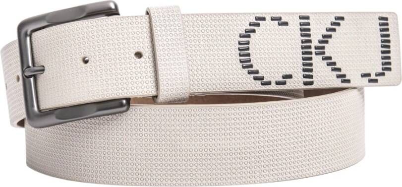 Calvin Klein Jeans Geëmbosseerd Logo Beige Leren Riem Beige Heren