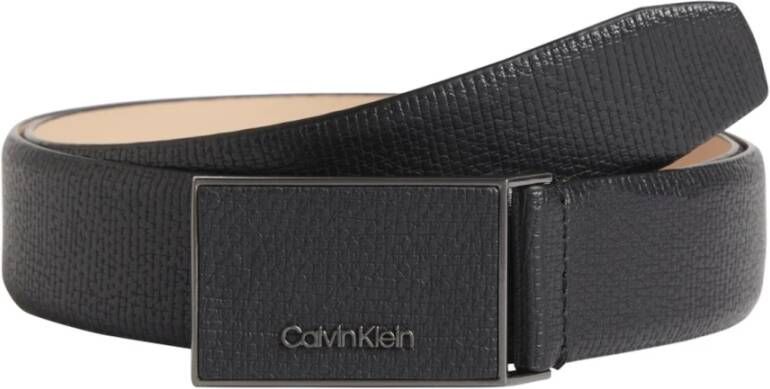 Calvin Klein Plaque Pal 35mm Lederen Inleg Riemen Black Heren