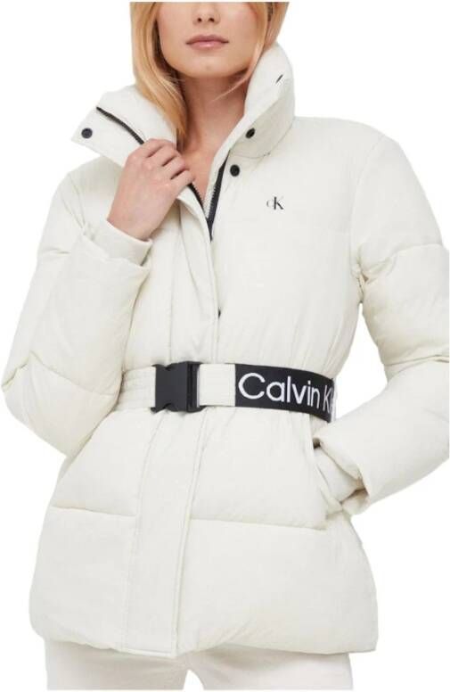 Calvin Klein Logo Belt Waisted Jacket Beige Dames
