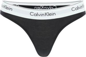 Calvin Klein Logo-Embroidery Thongs Zwart Dames