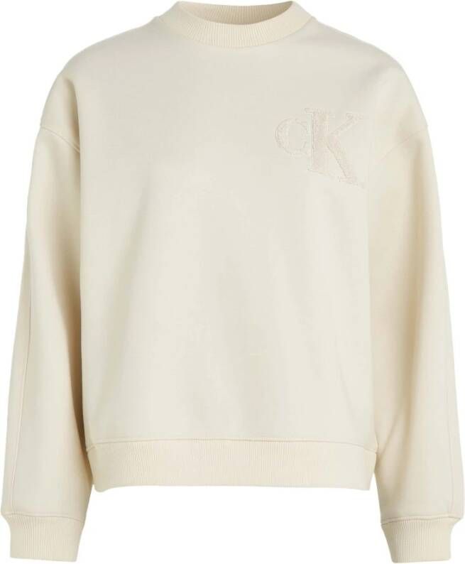 Calvin Klein Logo sweater ecru J20J221729 ACF Beige Dames