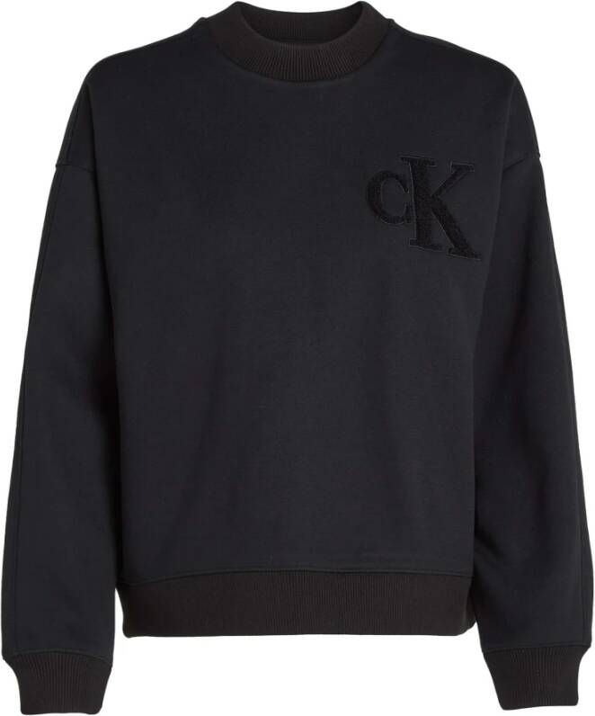 Calvin Klein Logo sweater zwart J20J221729 BEH Zwart Dames