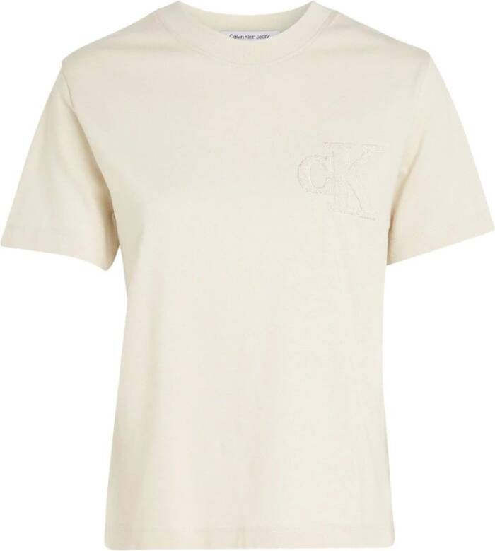 Calvin Klein Logo T-shirt ecru J20J221825 ACF Beige Dames