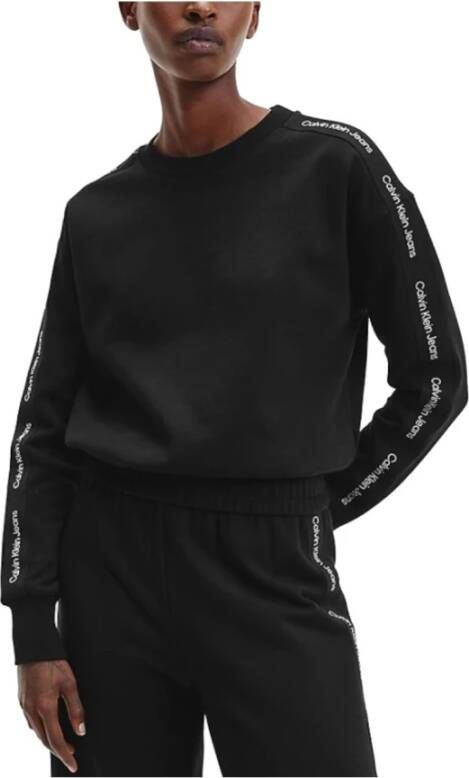 Calvin Klein Logo tape crew sweatshirt Zwart Dames