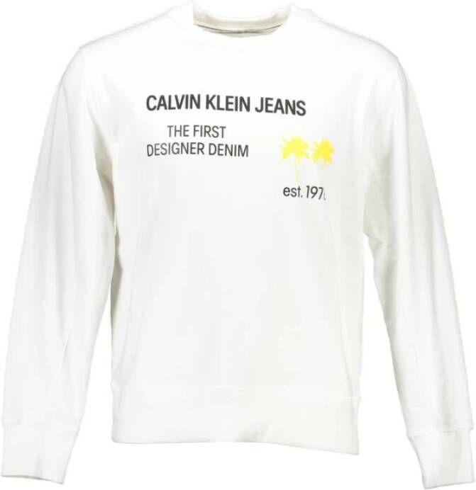 Calvin Klein Witte Katoenen Trui met Logo Print White Heren
