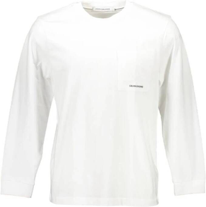 Calvin Klein Biologisch Katoenen T-Shirt met Lange Mouwen Wit Heren