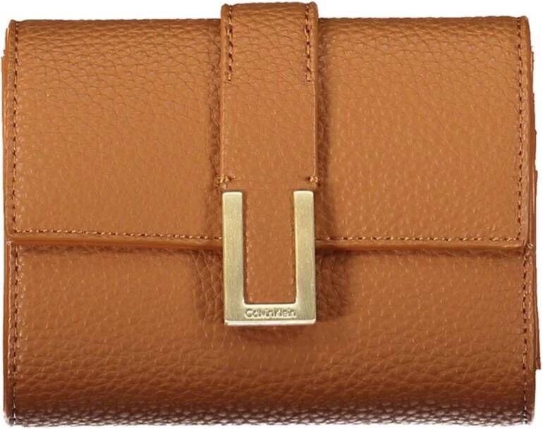 Calvin Klein Bruine Polyester Portemonnee met Muntvakje en Kaartsleuven Brown Dames