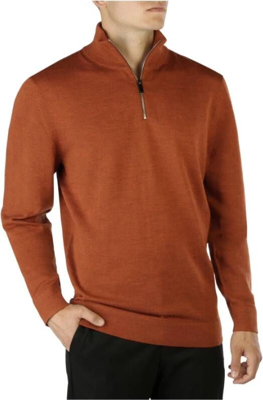 Calvin Klein Heren Half-Zip Turtleneck Sweater Brown Heren
