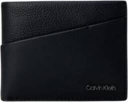 Calvin Klein Zwarte Leren Portemonnee met Kaartsleuven en Biljetvak Zwart Heren