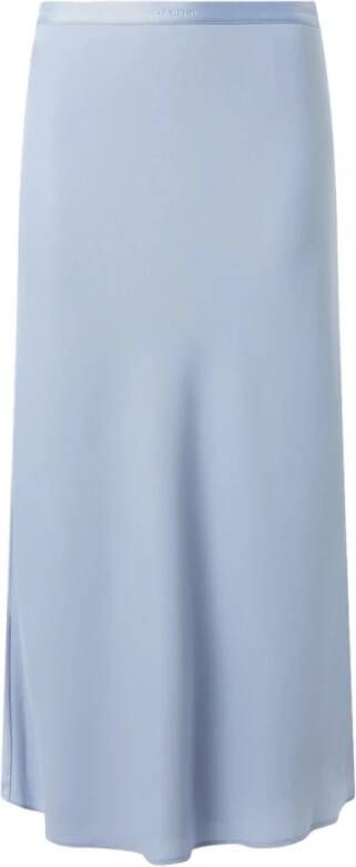 Calvin Klein Midi Rok van Gerecycled Polyester met Diagonale Snit Blue Dames