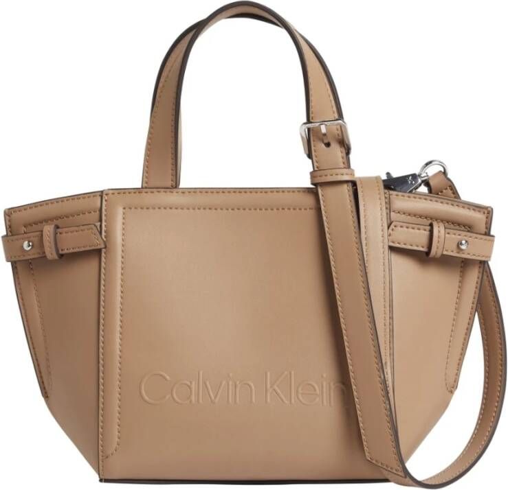 Calvin Klein minimal hardware mini tote Beige Dames