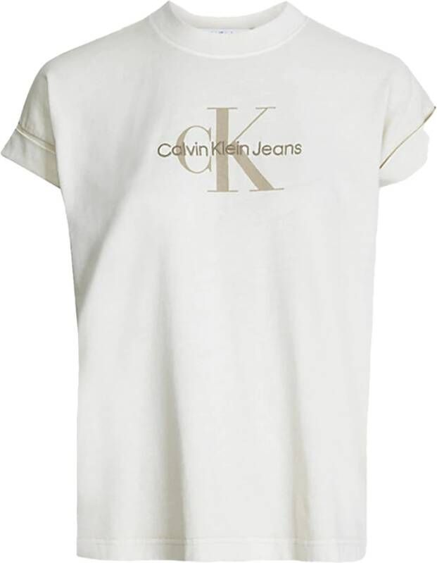 Calvin Klein Monogram Logo T-shirt beige J20J221562 ACI Wit Heren