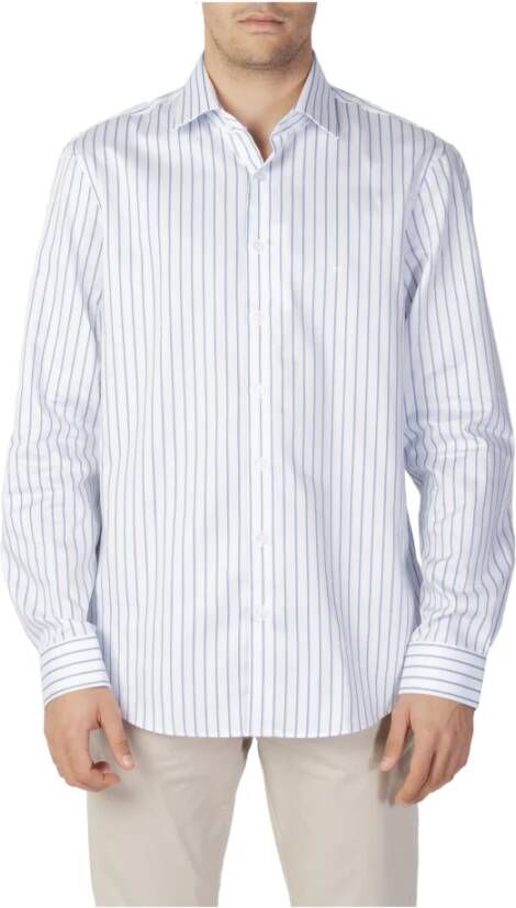 Calvin Klein Lichtblauw Gestreept Herenshirt Blauw Heren