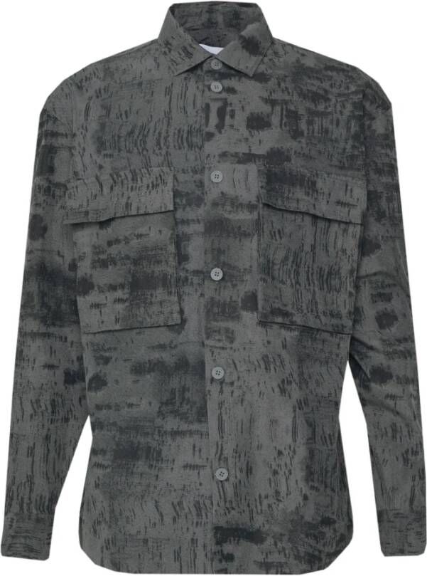 Calvin Klein Concrete AOP Overhemd Veelzijdige Toevoeging aan je Garderobe Gray Heren