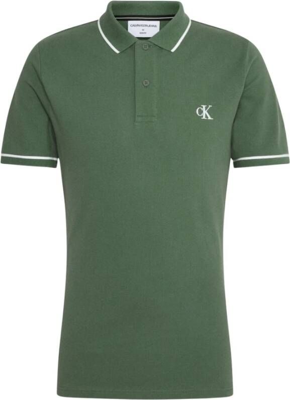 CALVIN KLEIN JEANS slim fit polo TIPPING met logo thyme