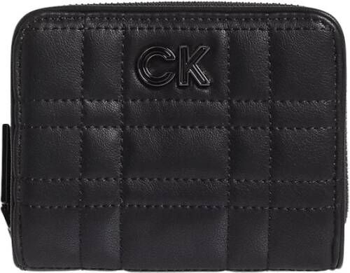 Calvin Klein Metallic Fastening Leather Wallet with Credit Card Holder Black Dames