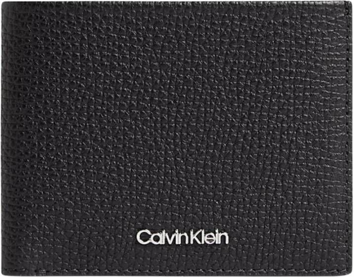 Calvin Klein Stijlvolle Leren Portemonnee met Voldoende Opbergruimte Black Heren