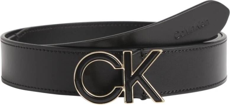 Calvin Klein Zwart Leren Riem met Re-Lock Sluiting Black Dames