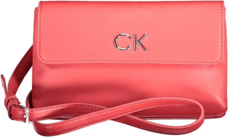 Calvin Klein Rode Polyester Handtas met Verstelbare Schouderband Rood Dames