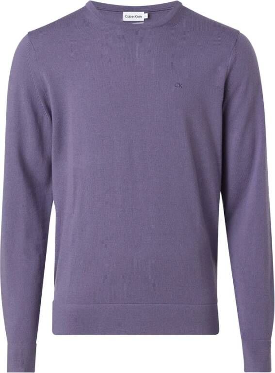 Calvin Klein Merino Crew Neck Sweater Purple Heren