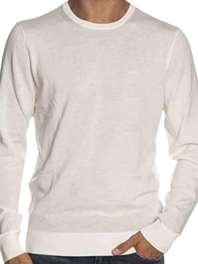 Calvin Klein Jeans Witte Wollen Gebreide Ronde Hals Trui White Heren