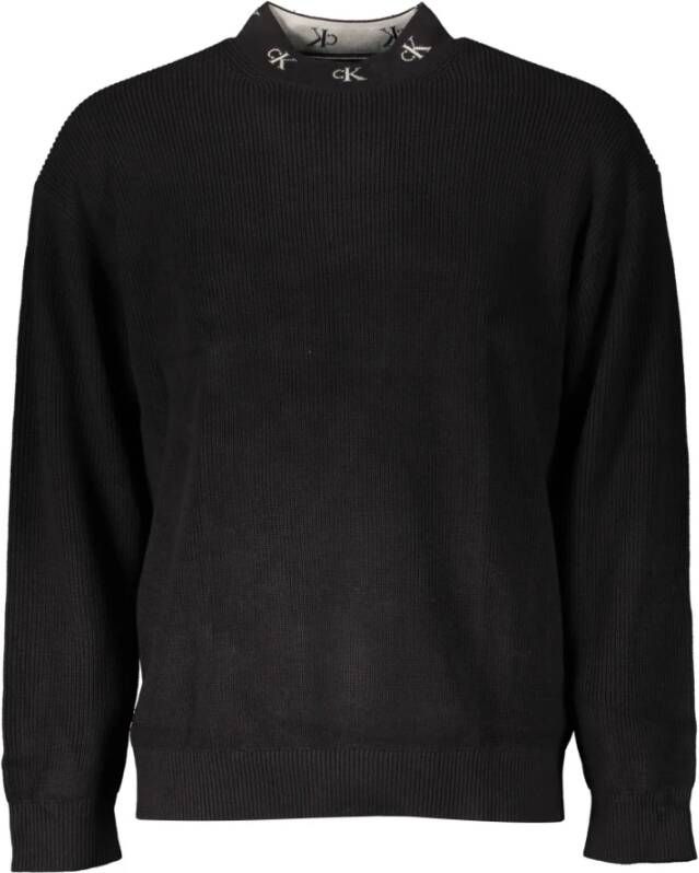 Calvin Klein Zwarte katoenen trui met lange mouwen Black Heren