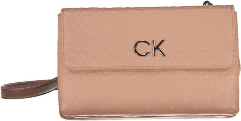 Calvin Klein Roze Polyester Handtas met Verstelbare Schouderband Roze Dames