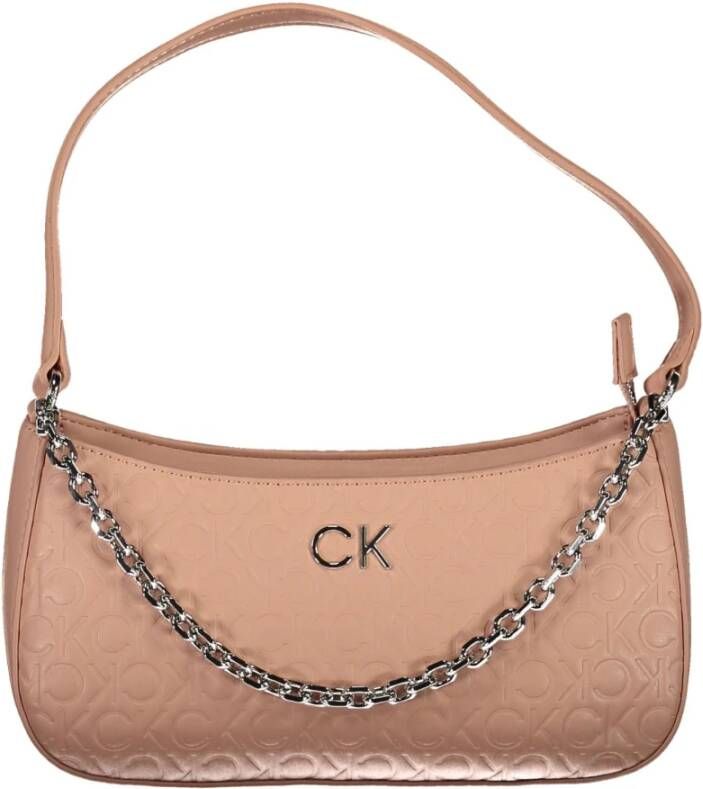 Calvin Klein Roze Polyester Handtas met Ketting- en Schouderhandvatten Pink Dames