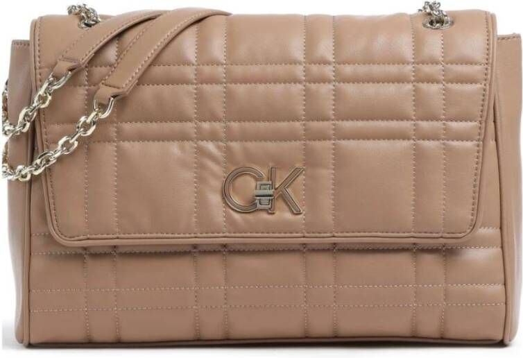 Calvin Klein re-lock quilt shoulder bag lg Beige Dames