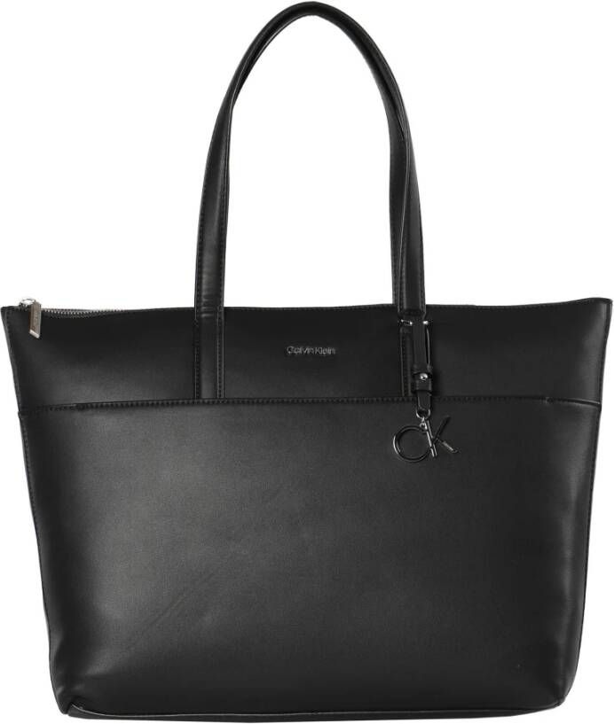 Calvin Klein Elegante zwarte schoudertas met contrasterende details Black Dames