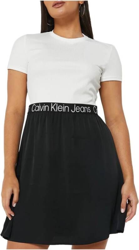 Calvin Klein Witte jurk met contrasterende rok Meerkleurig Dames