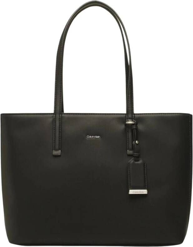 Calvin Klein Zwarte tas van imitatieleer met metalen logo Black Dames