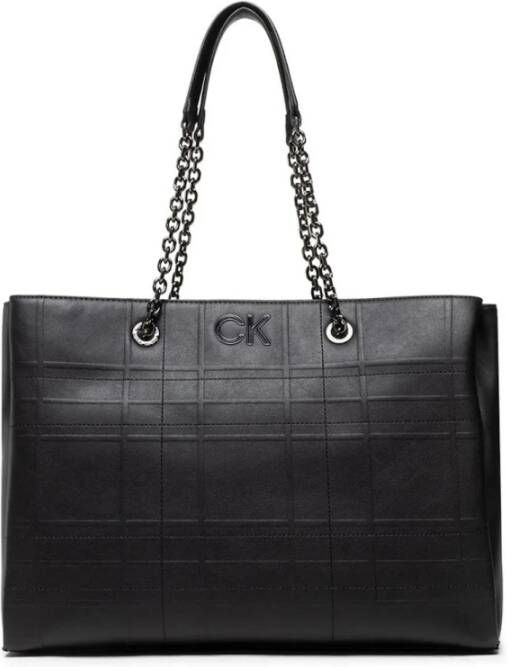 Calvin Klein Zwarte polyester handtas met kettinghandvatten Black Dames - Foto 6
