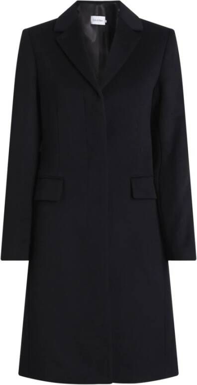 Calvin Klein Zwarte enkellange jas voor dames Black Dames
