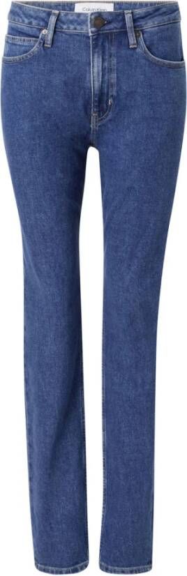 Calvin Klein Slim fit jeans MR SLIM SOFT BLACK met leren merklabel aan de achterkant van de tailleband