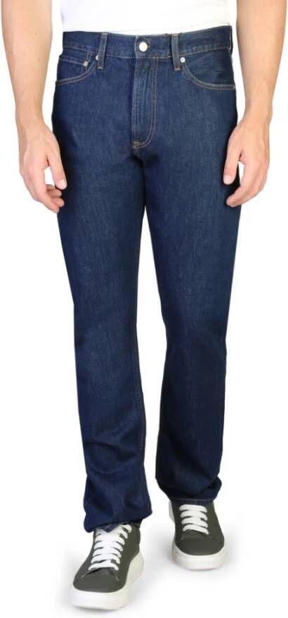 Calvin Klein Heren Regular Fit Katoenen Jeans met Ritssluiting Blue Heren