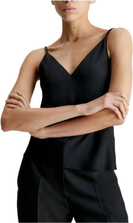 Calvin Klein Zwart mouwloos topje met zijsplit Black Dames