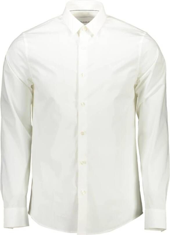 Calvin Klein Slim Fit Overhemd met Geborduurd Logo Wit Heren