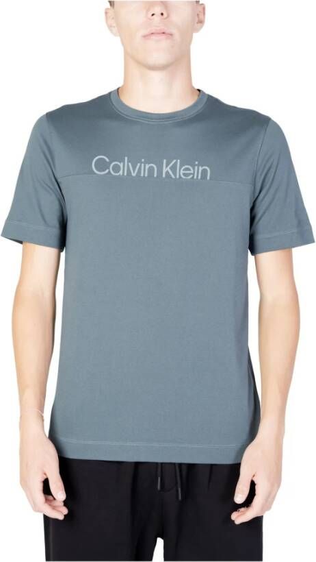 Calvin Klein Comfortabel T-shirt van Katoen en Polyester met Opvallend Logo Blauw Heren