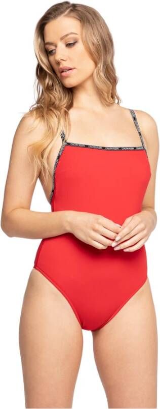 Calvin Klein Square Neck RP Kw0Kw01343Xmk Swimsuit Rood Dames
